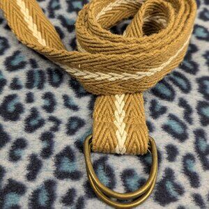 Double Loop Canvas Tanand White Weave Belt